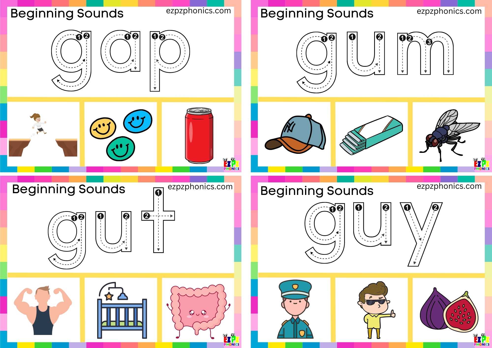 Letter G Trace The Word And Clip The Correct Image Card 2